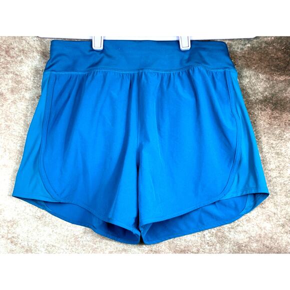 Athletic Back Zip Pocket Elastic Waist Logo All in Motion Shorts Teal size S - Picture 2 of 11